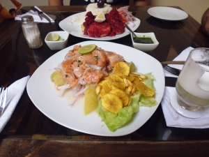 Our first ceviche meal in South America, eaten in a local restaurant in Cusco. So good!