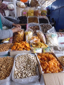 The myriad of grains, fruits and spices available at the local markets in Cusco.